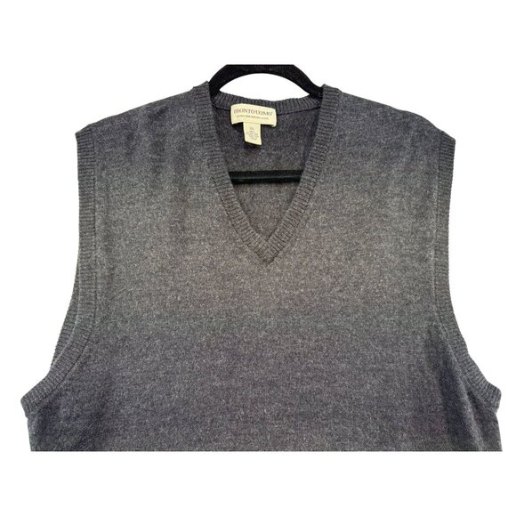 Pronto Uomo Mens  V-Neck Sweater Vest XL Dark Gray 100% Merino Wool Grandpacore - Picture 3 of 9